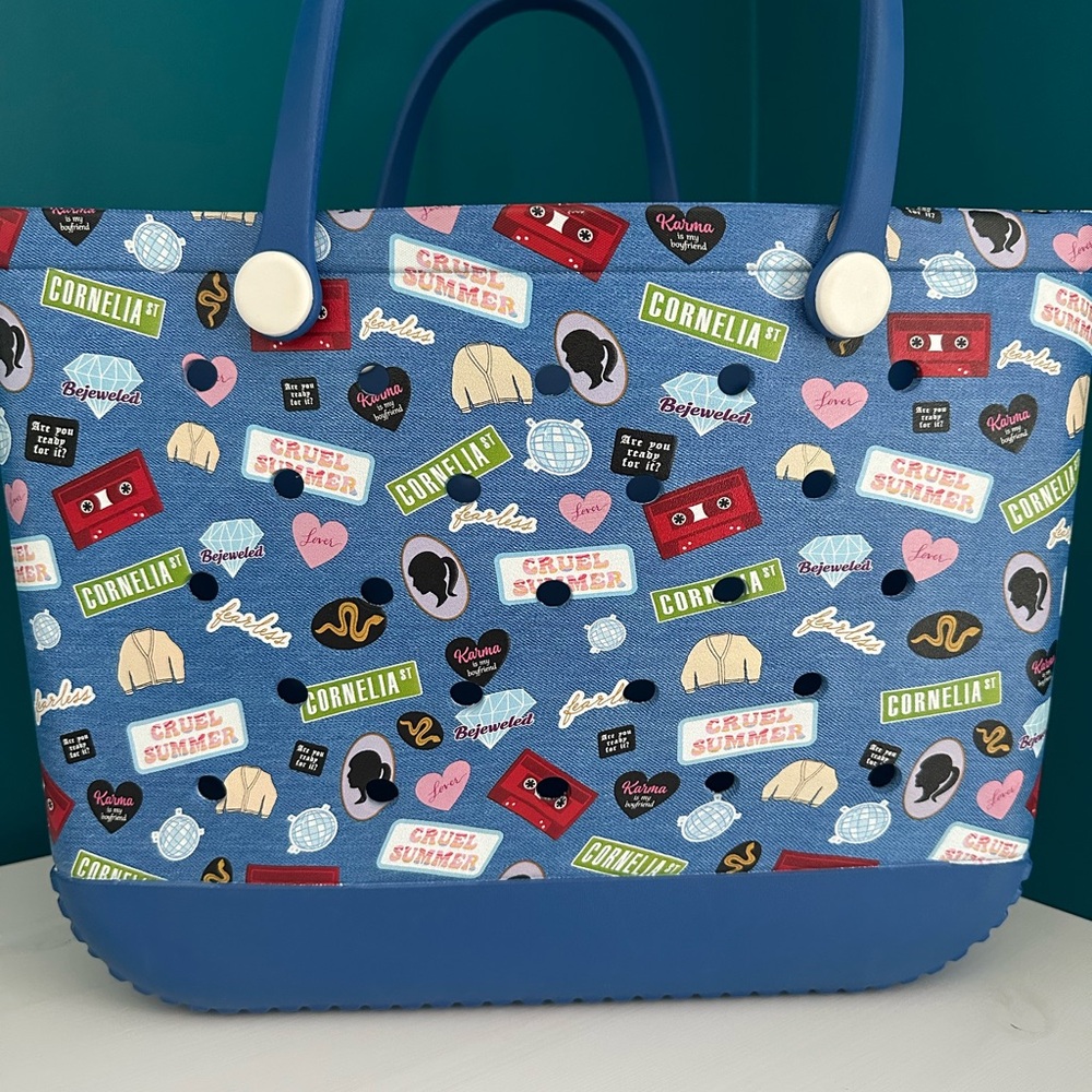 Blue Patterned Tote Bag
